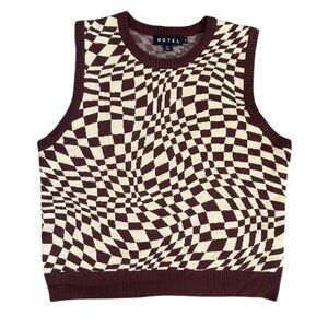 Motel Rocks Retro Square Flag Coffee Quartz Gaira Knit Sweater Vest